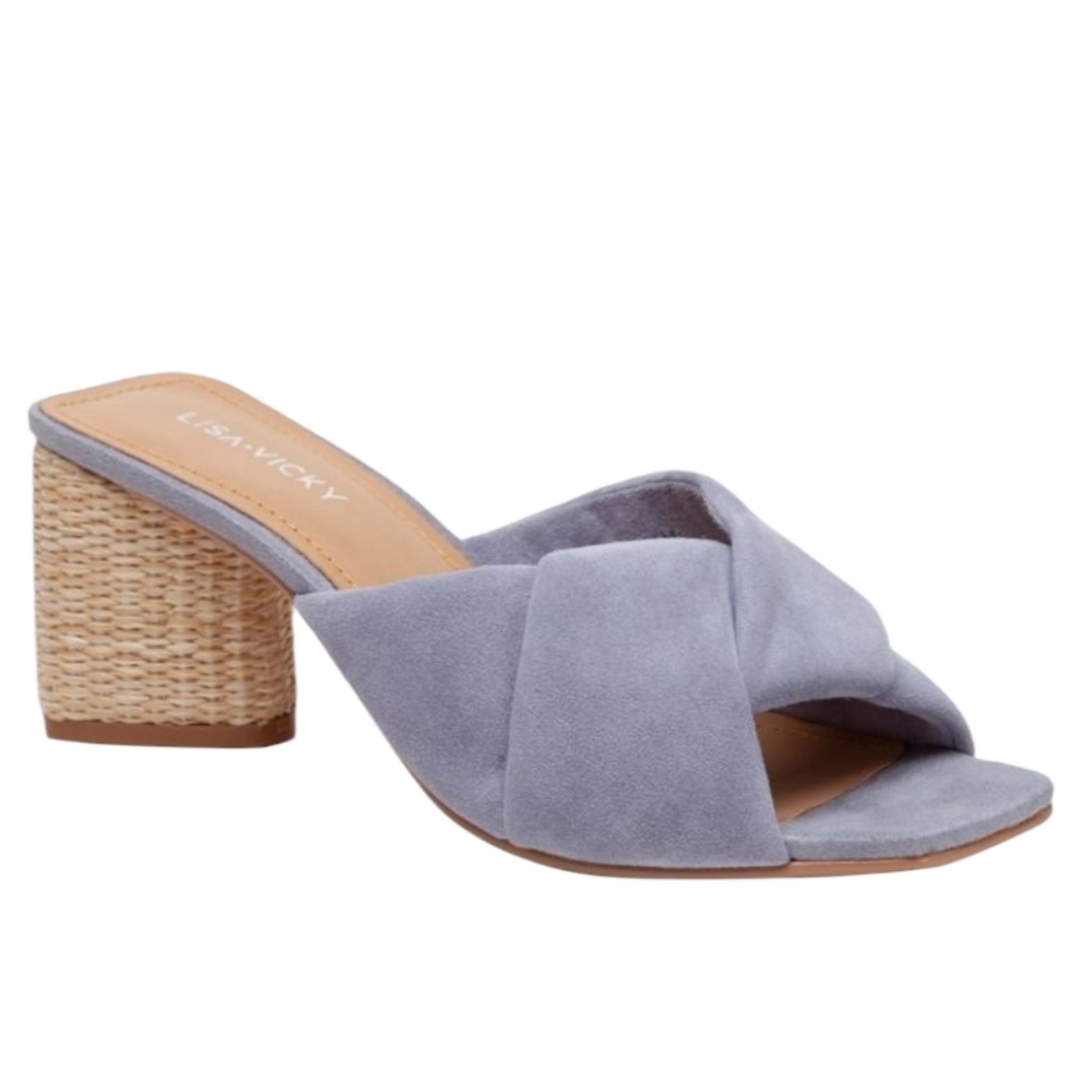 Lisa Vicky Impress Lavender Suede Slip On Block Heel Mule Sandal NIB Size 7.5 - Picture 4 of 8